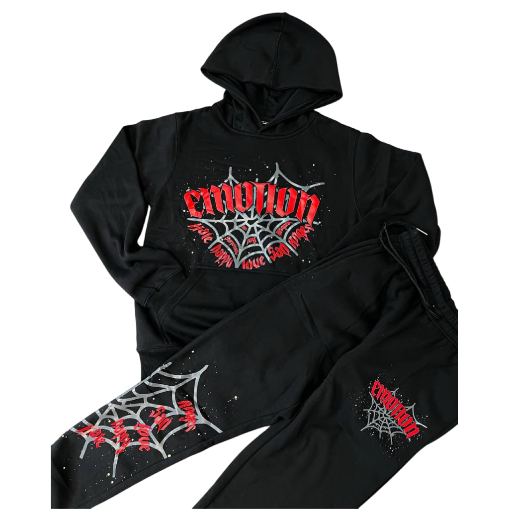 Mixed Emotion Black Spiderweb Tracksuit