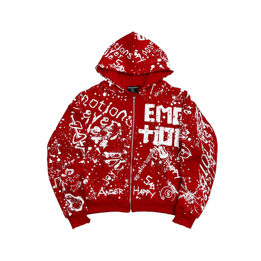 Mixed Emotion Brand Graffiti Red Hoodie