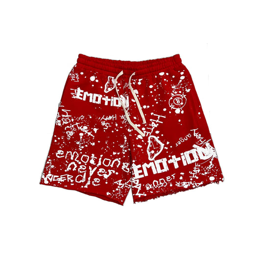 Mixed Emotion Brand Graffiti Red Shorts