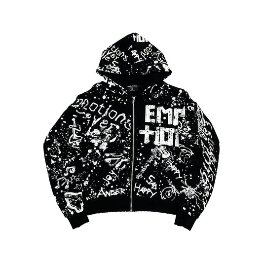 Mixed Emotion Brand Graffiti Dark Hoodie