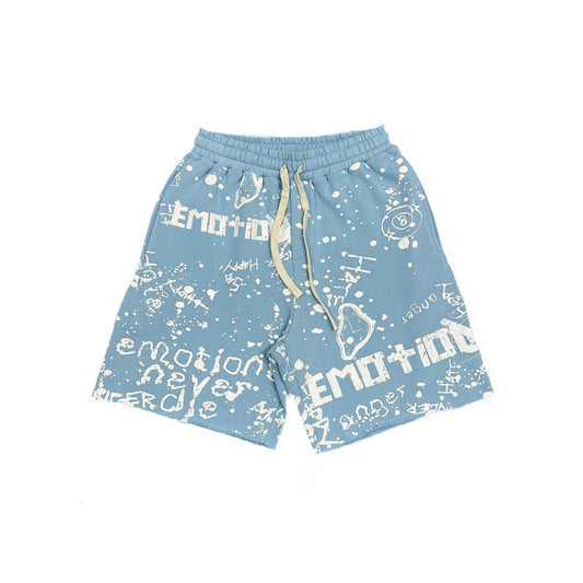 Mixed Emotion Brand Graffiti Blue Shorts