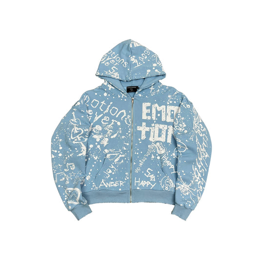 Mixed Emotion Brand Graffiti Blue Hoodie