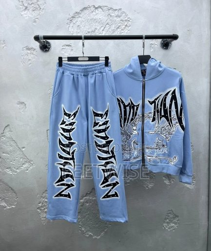 Mixed Emotion Brand “Graffiti” Rhinestone Tracksuit Blue